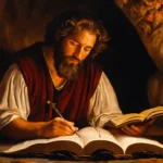 oil painting of a biblical man reading the bible (1)