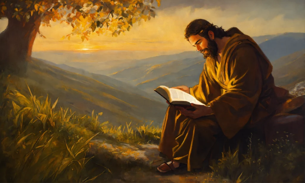 oil painting of a biblical man reading the bible (2)