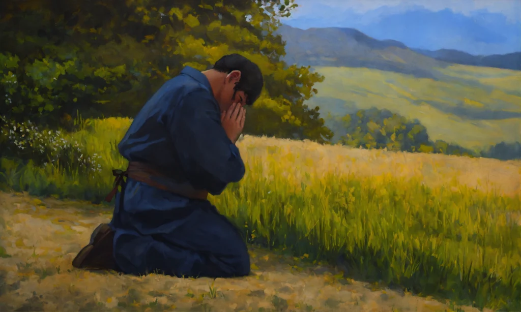 oil painting of a man praying (6)