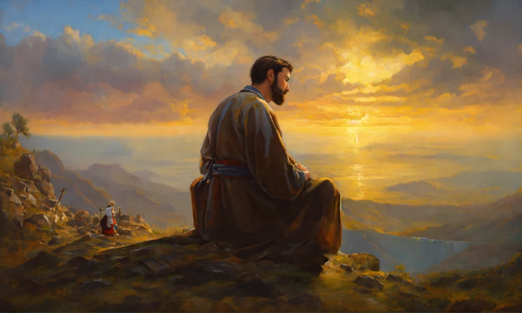 oil painting of a man praying to god (8)