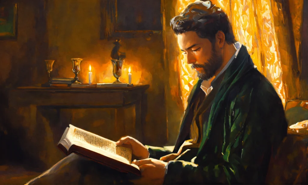 oil painting of a man reading the bible (9)